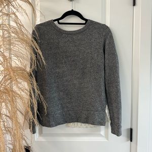 grey sweater with elegant back detailing sezane inspired sweater